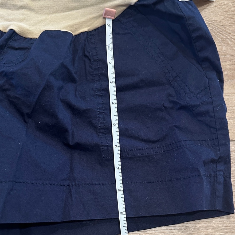 Motherhood Maternity Navy Shorts with Cream Fold-Over Waistband - Picture 9 of 11